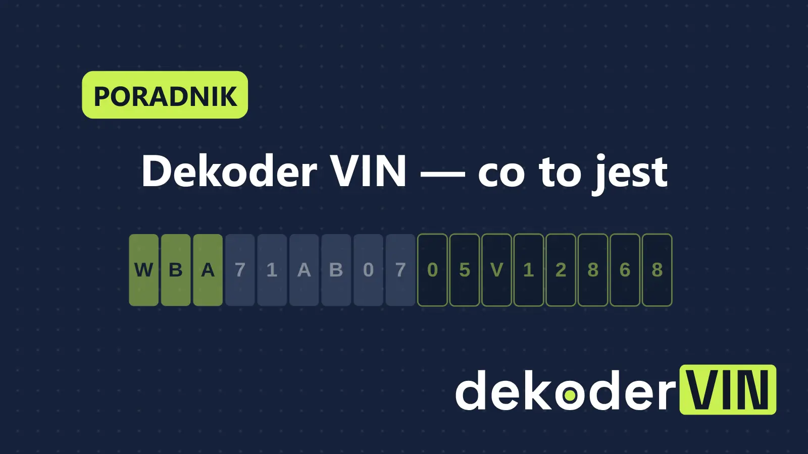 Podział numeru VIN na sekcje WMI, VDS i VIS — dekoder VIN sprawdzenie wyposażenia auta